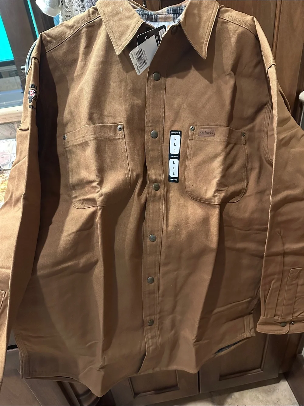 NWT Carhartt S296 Brown flannel-lined heavy duty duck canvas shirt jacket Sz L - Picture 1 of 6